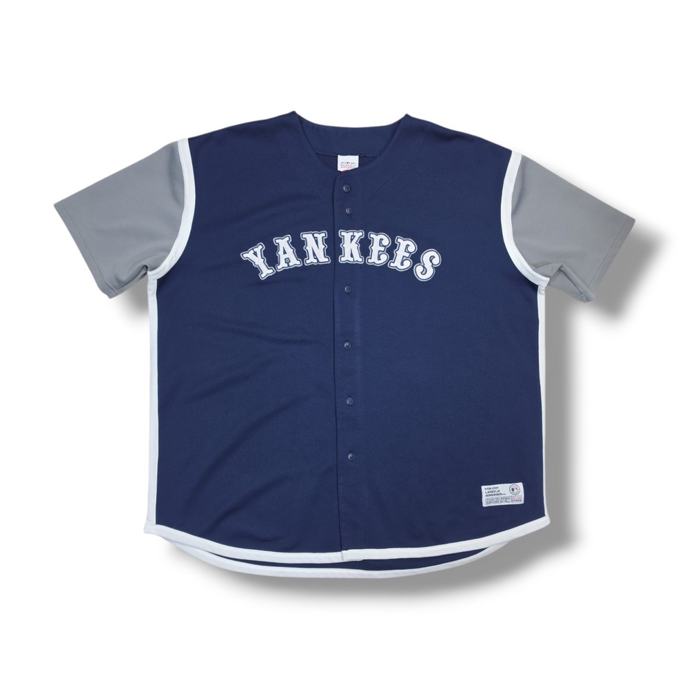Vintage New York Yankees True Fan Navy Blue Baseball Jersey Men's 2XL
